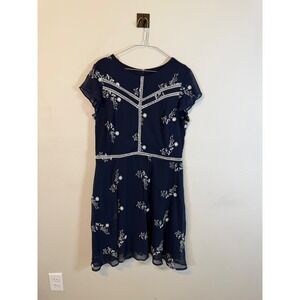 Madison Leigh Womens Dress Floral Embroidery Navy Blue 14